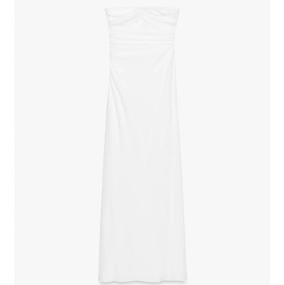 Zara Strapless Maxi Dress White Size S - Picture 7 of 10